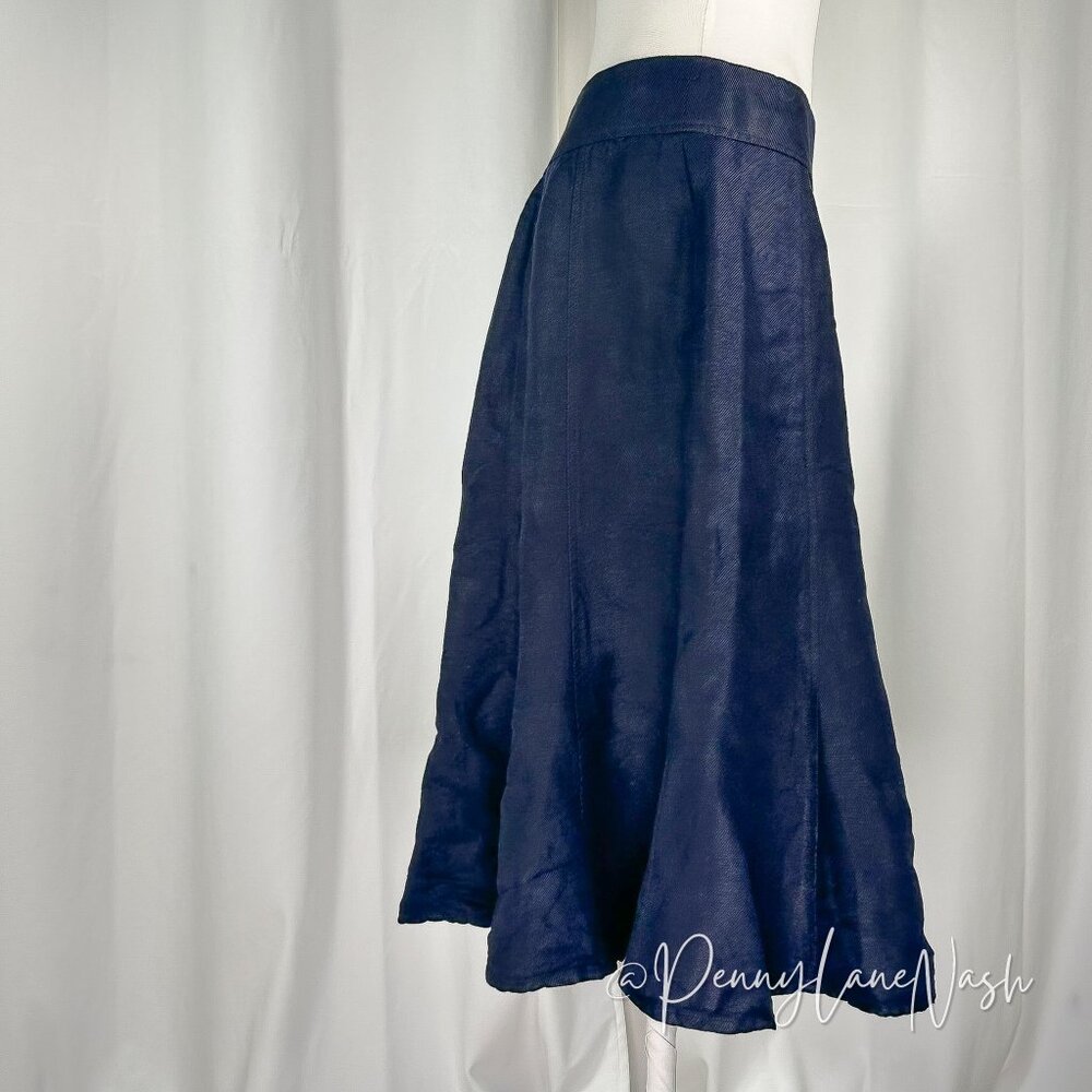 Coldwater Creek Linen Blend Midi Swing Skirt Size XS Blue - Picture 9 of 11